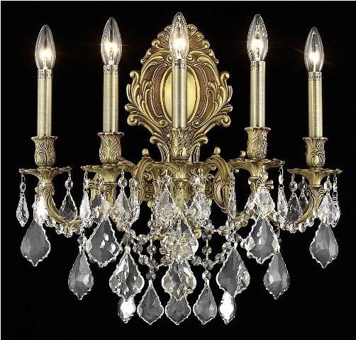 C121-9605W21FG/RC By Elegant Lighting Monarch Collection 5 Light Wall Sconces French Gold Finish