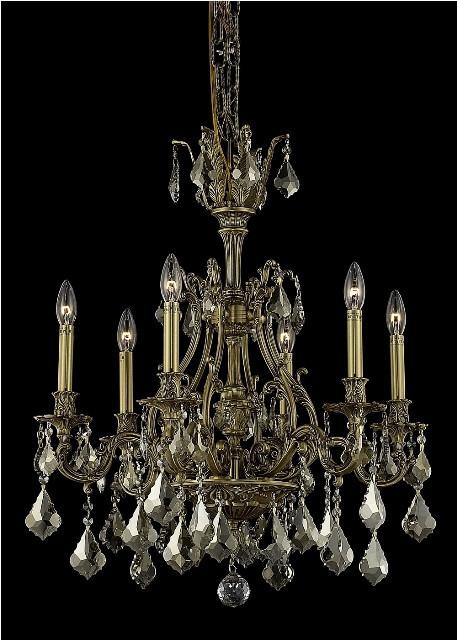 C121-9606D24FG-GT/RC By Elegant Lighting Monarch Collection 6 Light Chandeliers French Gold Finish
