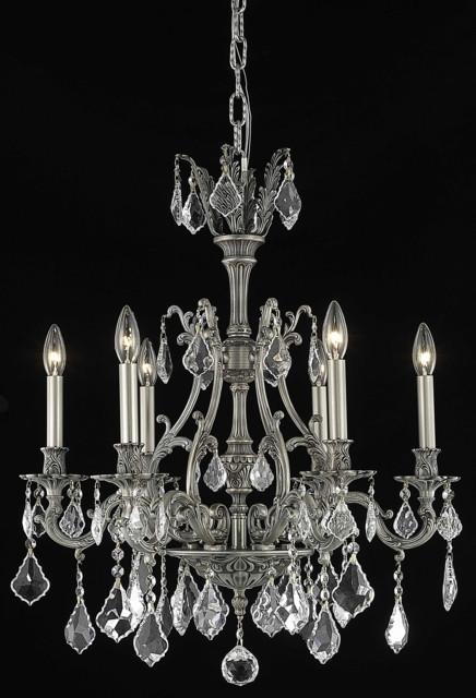 ZC121-9606D24PW/EC By Regency Lighting Monarch Collection 6 Light Chandeliers Pewter Finish