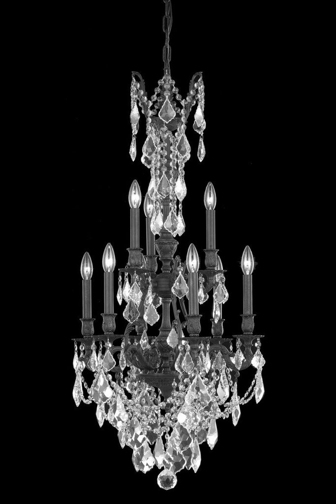 C121-9609D21DB/RC By Elegant Lighting Monarch Collection 9 Light Chandeliers Dark Bronze Finish
