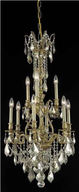 C121-9609D21FG-GT/RC By Elegant Lighting Monarch Collection 9 Light Chandeliers French Gold Finish