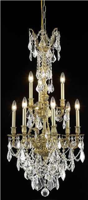 C121-9609D21FG/RC By Elegant Lighting Monarch Collection 9 Light Chandeliers French Gold Finish