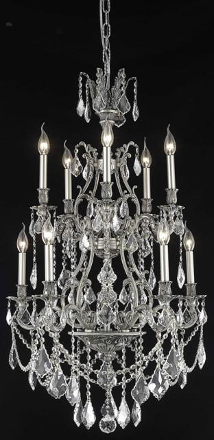 ZC121-9610D26PW/EC By Regency Lighting Monarch Collection 10 Light Chandeliers Pewter Finish