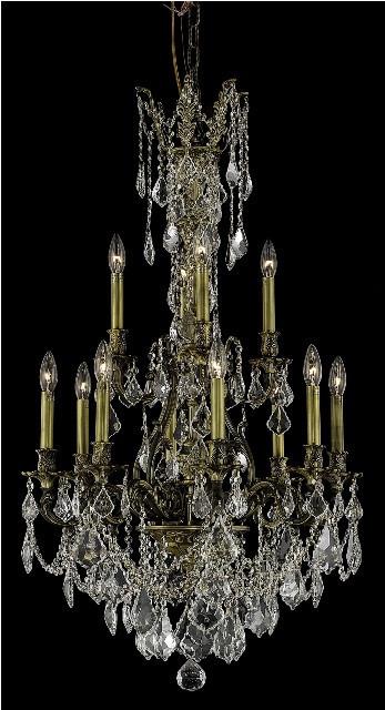 C121-9612D25PW-GT/RC By Elegant Lighting Monarch Collection 12 Lights Chandelier Pewter Finish