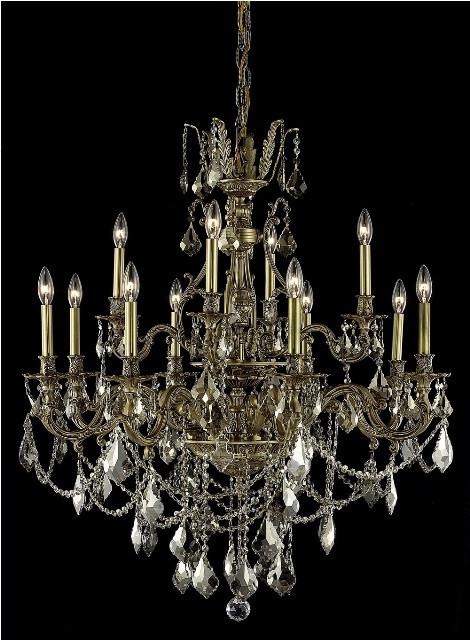 C121-9612D35FG-GT/RC By Elegant Lighting Monarch Collection 12 Light Chandeliers French Gold Finish