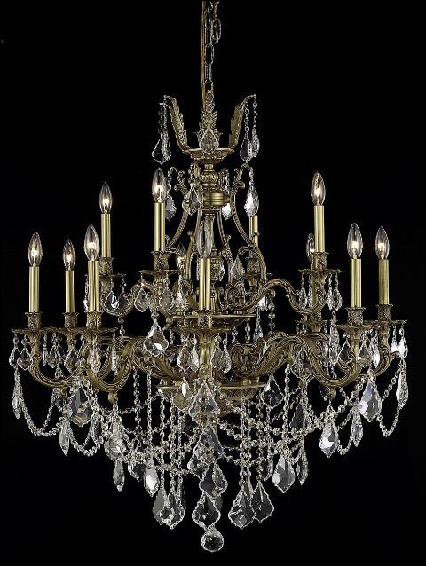 C121-9612D35FG/RC By Elegant Lighting Monarch Collection 12 Light Chandeliers French Gold Finish