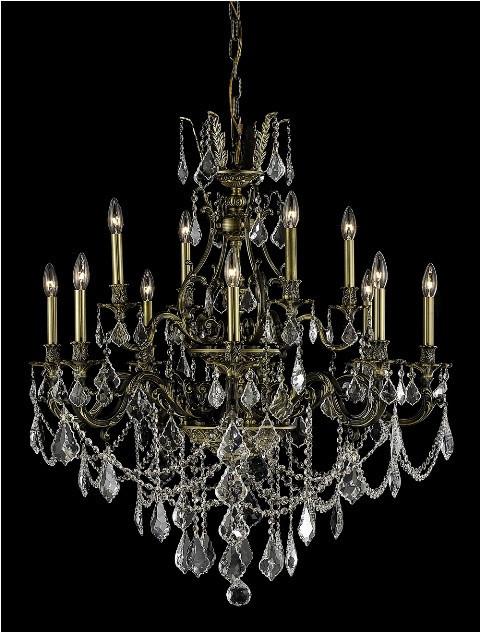 C121-9612D35PW-GT/RC By Elegant Lighting Monarch Collection 12 Lights Chandelier Pewter Finish