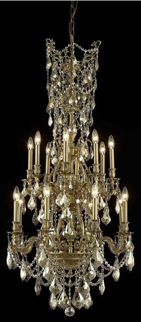 C121-9616D27FG-GT/RC By Elegant Lighting Monarch Collection 16 Light Chandeliers French Gold Finish