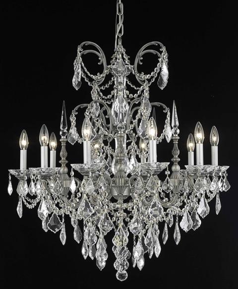 C121-9710D30PW-GT/RC By Elegant Lighting Athena Collection 10 Light Chandeliers Pewter Finish