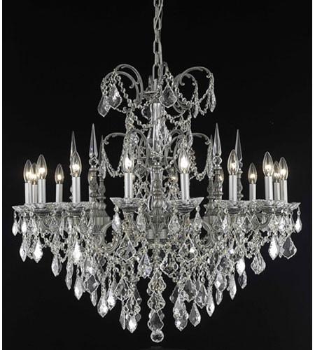 C121-9716G35PW-GT/RC By Elegant Lighting Athena Collection 16 Light Foyer/Hallway Pewter Finish