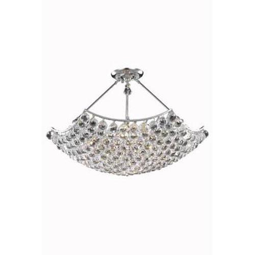 ZC121-V9802D30C/EC By Elegant Lighting Corona Collection 12 Lights Semi Flush Chrome Finish