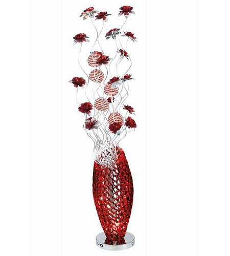 C121-FL4002 By Elegant Lighting South Beach Collection 8 Light Floor Lamp Red and Silver Finish
