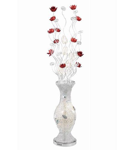 C121-FL4004 By Elegant Lighting South Beach Collection 8 Light Floor Lamp Silver and Red Finish