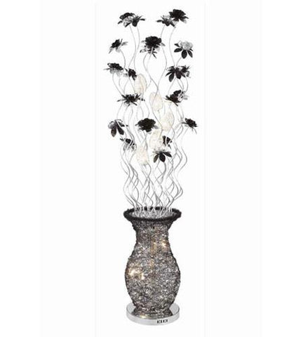 C121-FL4011 By Elegant Lighting South Beach Collection 8 Light Floor Lamp Black and Silver Finish