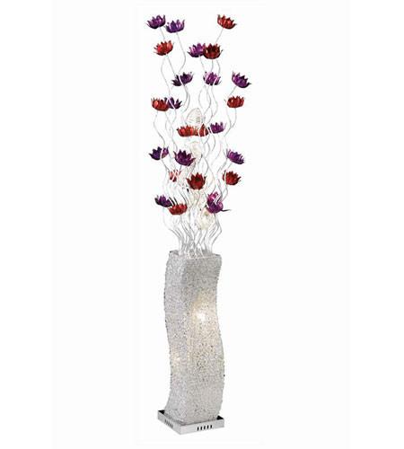 C121-FL4012 By Elegant Lighting South Beach Collection 8 Light Floor Lamp Silver Purple Red Finish