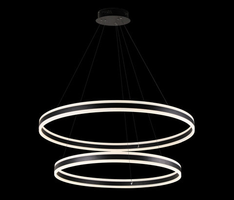 Elipse 2 Ring LED Chandelier Chandeliers Modern/Contemporary Lighting 60" Wide w/Adjustable Cables- Good for Dining Room, Foyer, Entryway, Family Room, Living Room and More - G7-4735/150+120