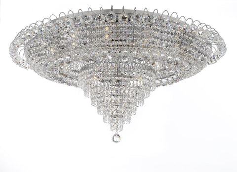 French Empire Crystal Flush Chandelier Lighting H 19" W 39" - H905-LYS-6649-Silver
