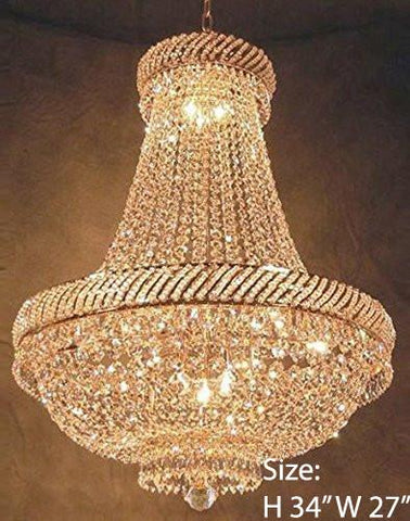 French Empire Crystal Chandelier Lighting H34" X W27" - F93-448/12