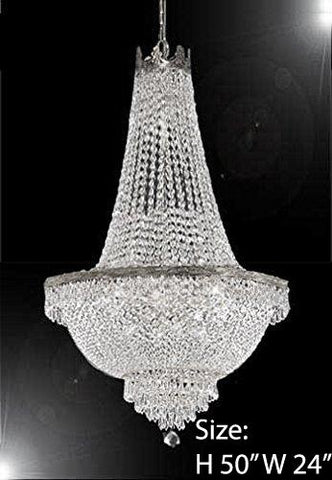 Swarovski Crystal Trimmed French Empire Chandelier Lighting- Great for the Dining Room, Foyer, Entry Way, Living Room H50" X W24" - A93-C7/CS/870/9SW
