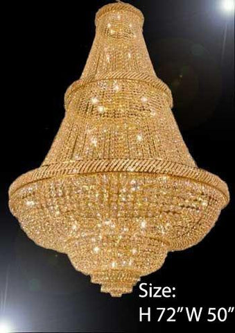 French Empire Crystal Chandelier Lighting W/ Swarovski Crystal 6Ft Tall - Perfect For An Entryway Or Foyer - A93-448/48Sw