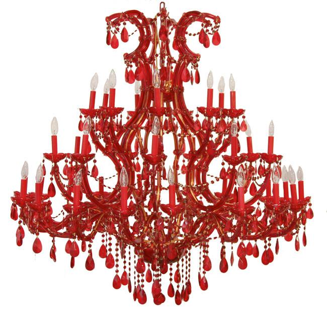 Large Foyer / Entryway Ruby Red Maria Theresa Empress Crystal (Tm) Chandelier Chandeliers Lighting W52" H60" - A83-Red/2756/36+1