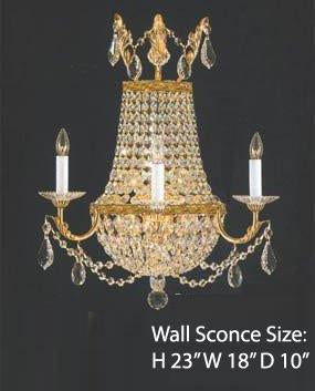 Crystal Trimmed Wall Sconce! Empire Crystal Wall Sconce Lighting W18"  H23" D10" - A81-CG/1/8/WALLSCONCE