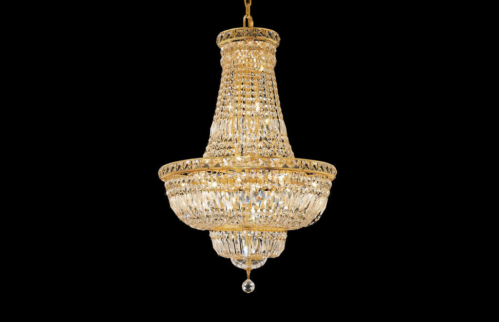 C121-2528D22G By REGENCY - Tranquil Collection 24k Gold Plated Finish Chandelier
