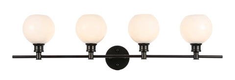 ZC121-LD2323BK - Living District: Collier 4 light Black and Frosted white glass Wall sconce