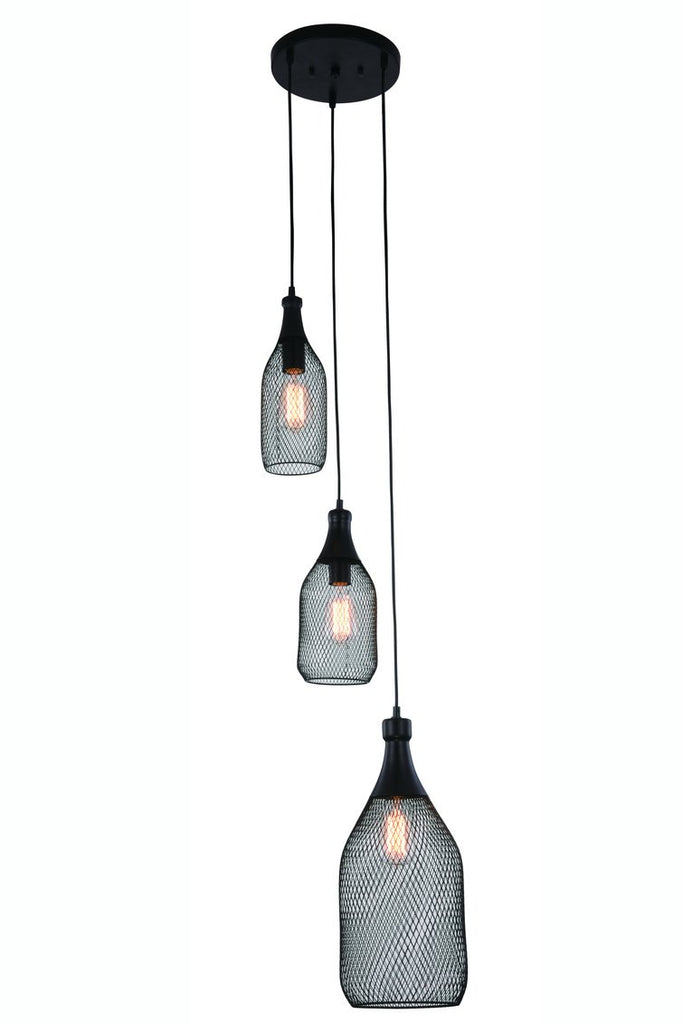 ZC121-2109D13BK - Regency Lighting: Brighton 3 Light Black Pendant