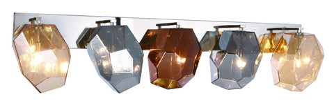 ZC121-4002W42PN - Urban Classic: Gibeon 5 Light Polished Nickel & Golden Teak & Silver Shade & Copper Glass Shade Wall Sconce