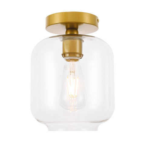 ZC121-LD2270BR - Living District: Collier 1 light Brass and Clear glass Flush mount