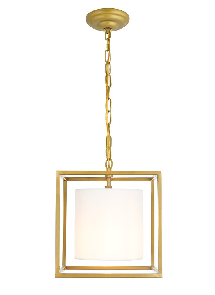 ZC121-LD6005D12BR - Living District: Mirin 1 light Brass and White shade pendant