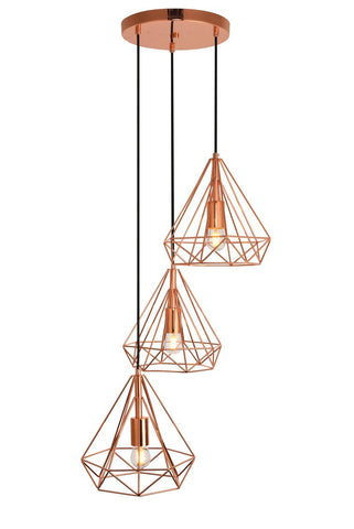 ZC121-LDPD2092 - Living District: Jago Collection Pendant D18.1 H24.3 Lt:3 Copper Finish