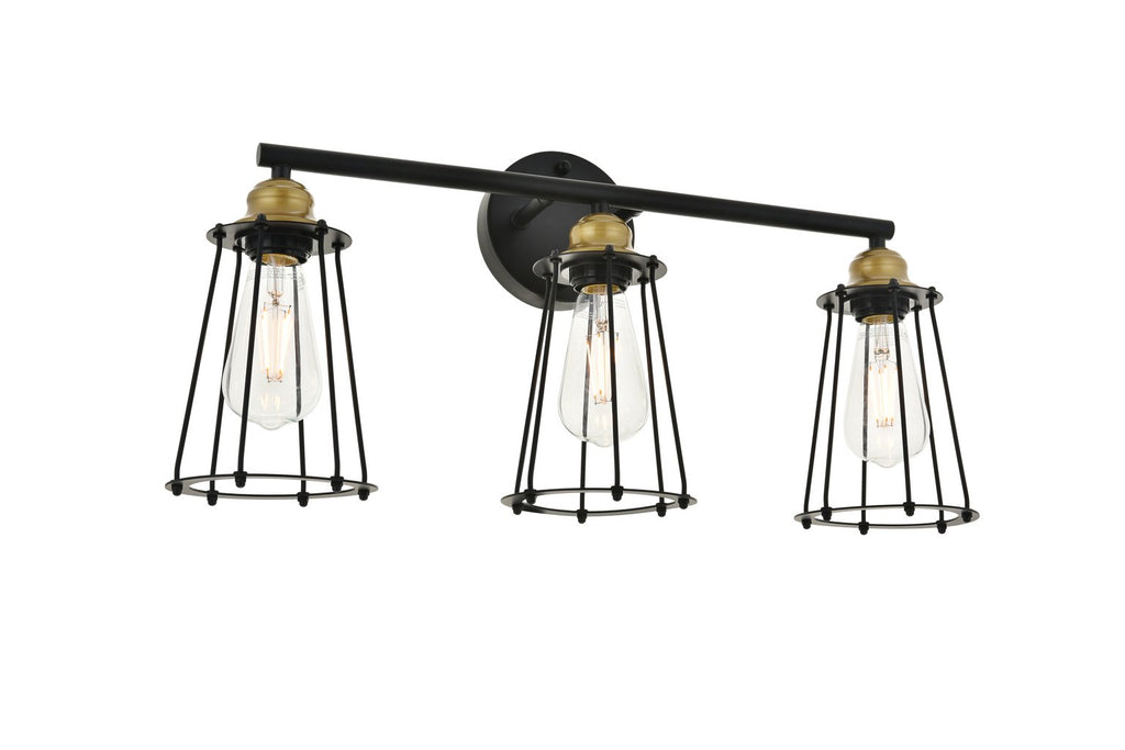 ZC121-LD4047W24BRB - Living District: Auspice 3 light brass and black Wall Sconce