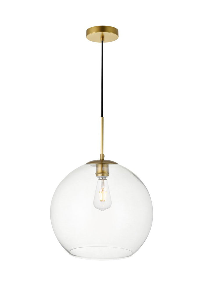 ZC121-LD2216BR - Living District: Baxter 1 Light Brass Pendant With Clear Glass