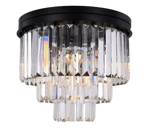 ZC121-1231F20MB/RC - Urban Classic: Sydney 9 light Matte Black Flush Mount Clear Royal Cut Crystal