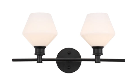 ZC121-LD2313BK - Living District: Gene 2 light Black and Frosted white glass Wall sconce