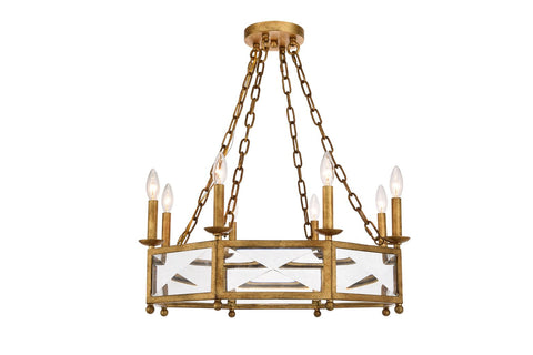 ZC121-1537D26GI - Urban Classic: Exeter 8 light Golden Iron Chandelier Clear Royal Cut Crystal