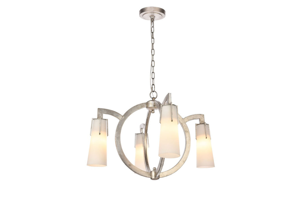 ZC121-1542D28ASL - Urban Classic: Harlow Nights 4 Light Antique Silver Leaf Chandelier