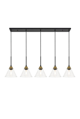 ZC121-LD4017D48BRB - Living District: Histoire 5 light brass and black Pendant