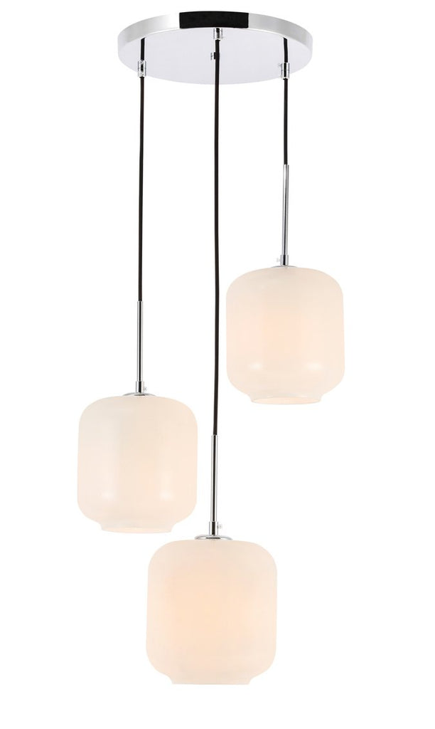 ZC121-LD2275C - Living District: Collier 3 light Chrome and Frosted white glass pendant