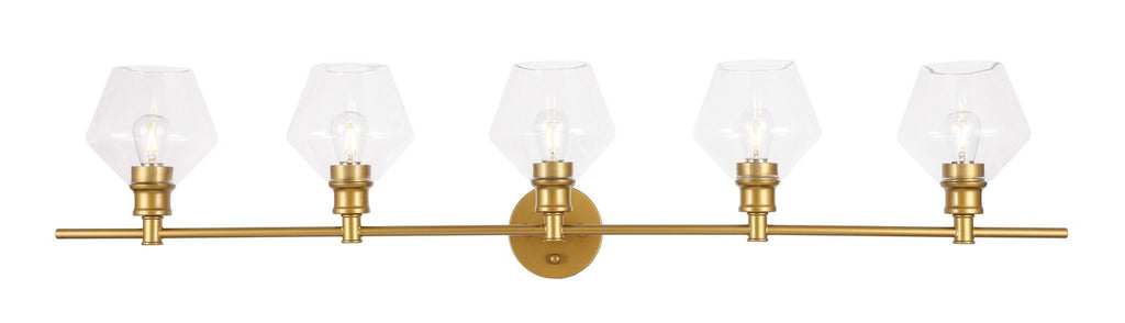 ZC121-LD2324BR - Living District: Gene 5 light Brass and Clear glass Wall sconce