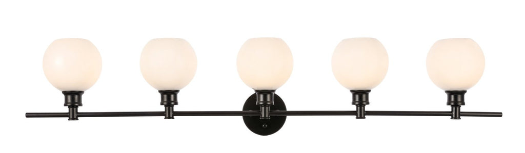 ZC121-LD2327BK - Living District: Collier 5 light Black and Frosted white glass Wall sconce