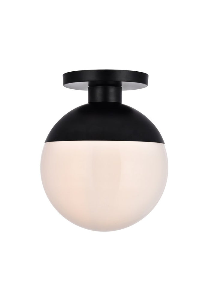 ZC121-LD6056BK - Living District: Eclipse 1 Light Black Flush Mount With Frosted White Glass