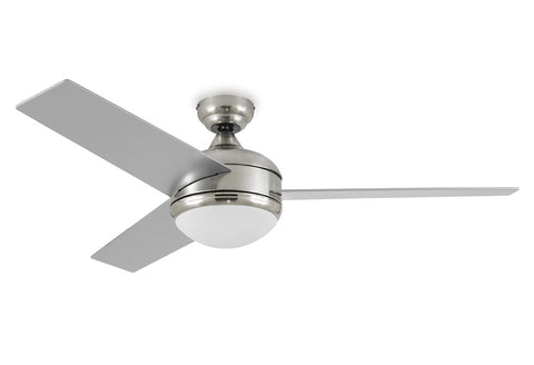 Brushed Steel Ceiling Fan - Integrated with 20W 3000k LED Light Kit - Indoor/Outdoor Ceiling Fan - G7-5126