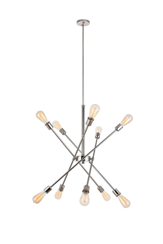 ZC121-LD8018D28PN - Living District: Axel 10 Lights Polished Nickel Pendant