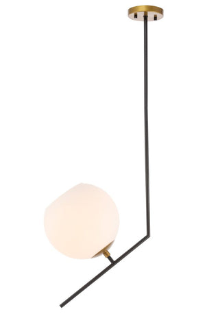 ZC121-LD8044D10BK - Living District: Ryland 1 light Black and Brass and Frosted White glass pendant