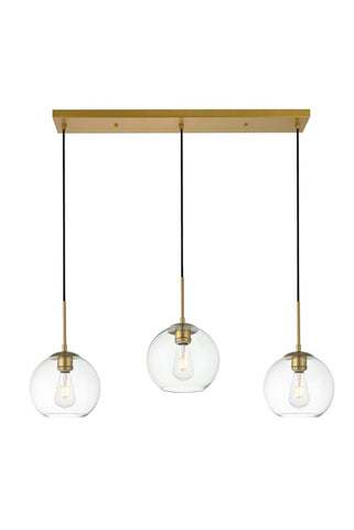 ZC121-LD2236BR - Living District: Baxter 3 Lights Brass Pendant With Clear Glass