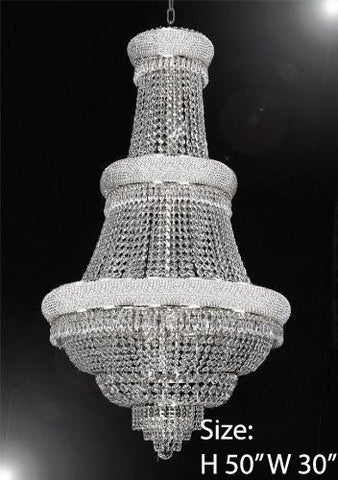 French Empire Crystal Chandelier Lighting H50" X W30" - Perfect For An Entryway Or Foyer - Go-A93-Silver/448/21