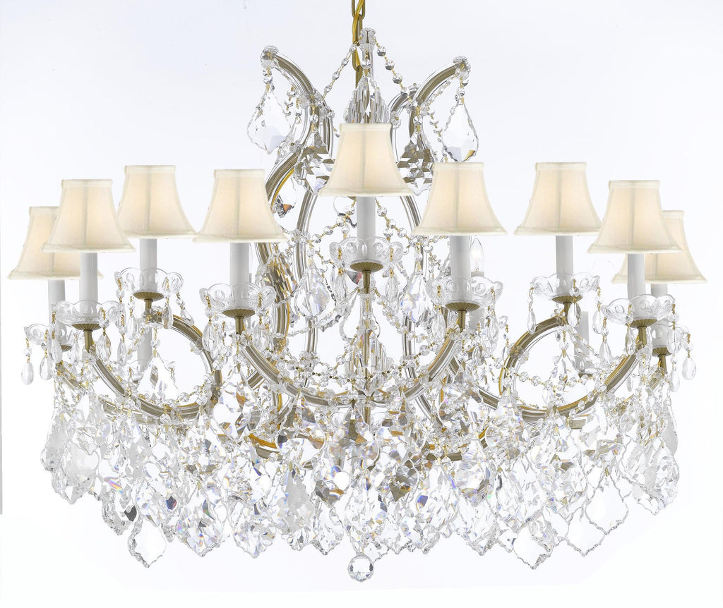 Swarovski Maria Theresa Chandelier Crystal Lighting Chandeliers Lights Fixture Pendant Ceiling Lamp for Dining room Entryway Living room With Large Lux Crystals! H28" X W37" - A83-CG/WHITESHADES/B89/21510/15+1SW